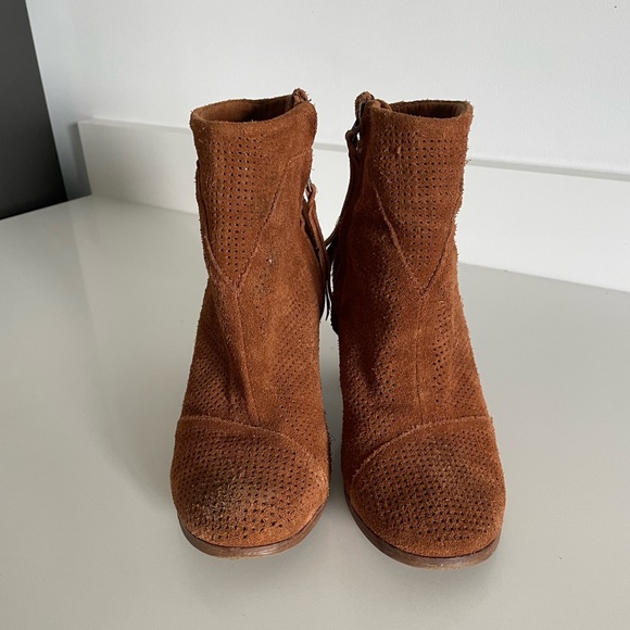 TOMS Marina Suede Booties in Tan - Picture 3 of 9